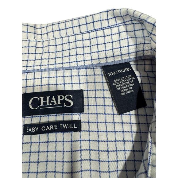 Chaps Dress Shirt Checked Size XXL Long Sleeve NWT Easy Care Twill - Picture 2 of 10